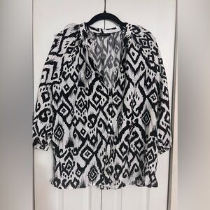 Zara Monochrome Geometric Print Blouse
